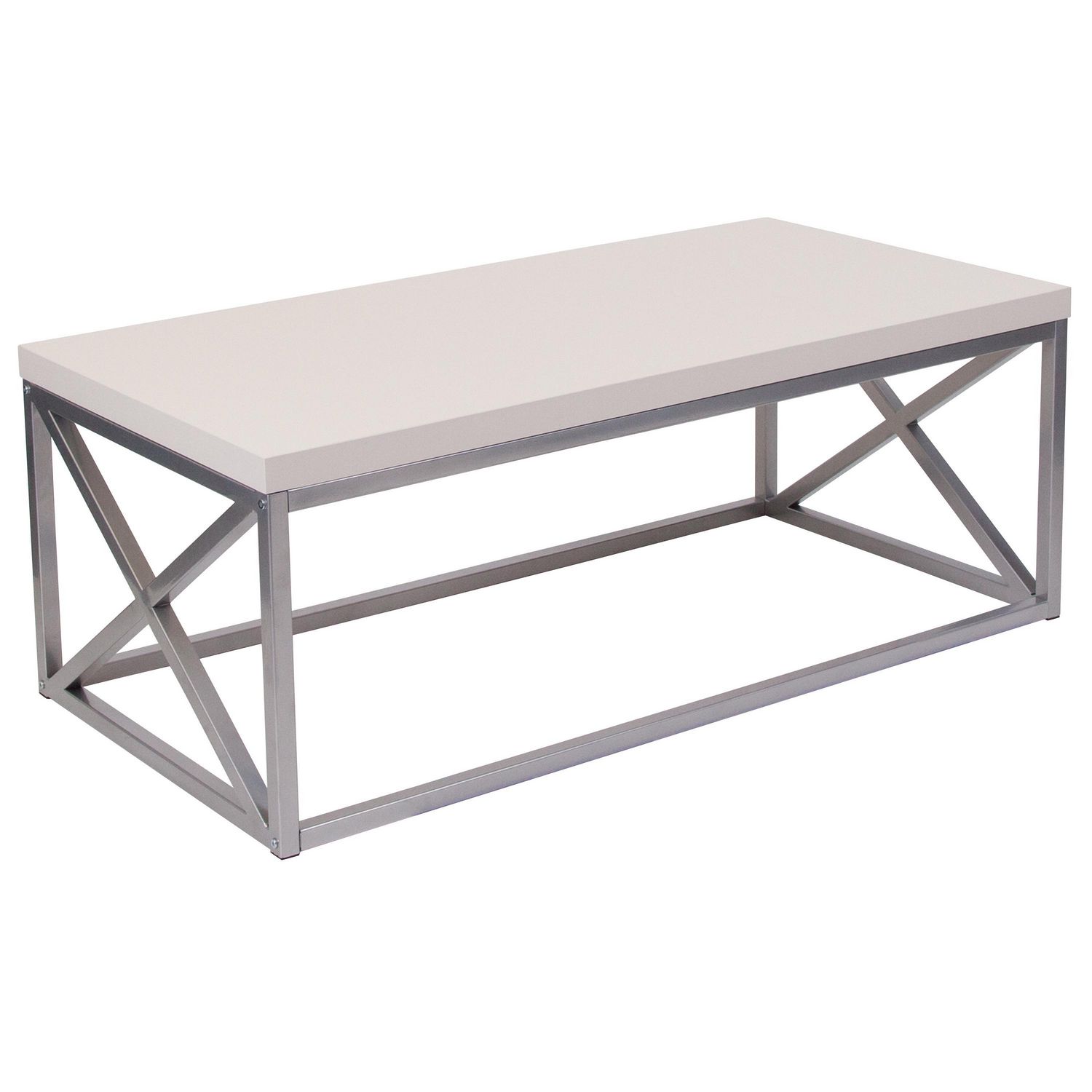 Park Ridge Cream Coffee Table with Silver Finish Frame Walmart Canada