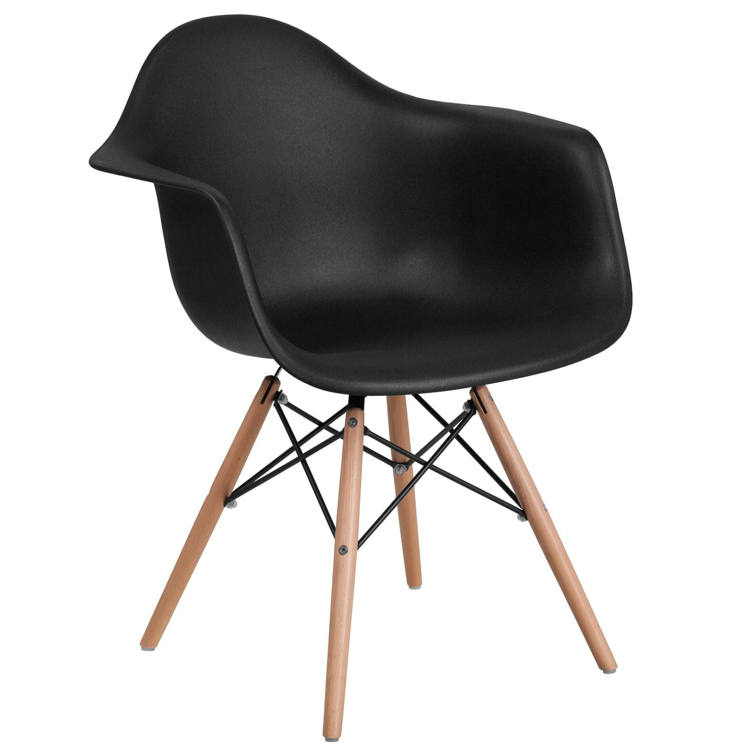 Alonza Series Black Plastic Chair with Wooden Legs Walmart