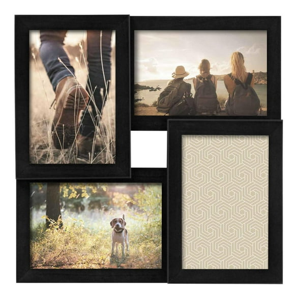 hometrends Parker Black Collage Picture Frame, Holds 4-4x6 photos