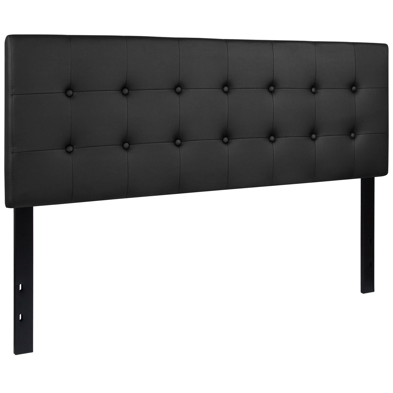 Lennox Tufted Upholstered Queen Size Headboard in Black Vinyl Walmart
