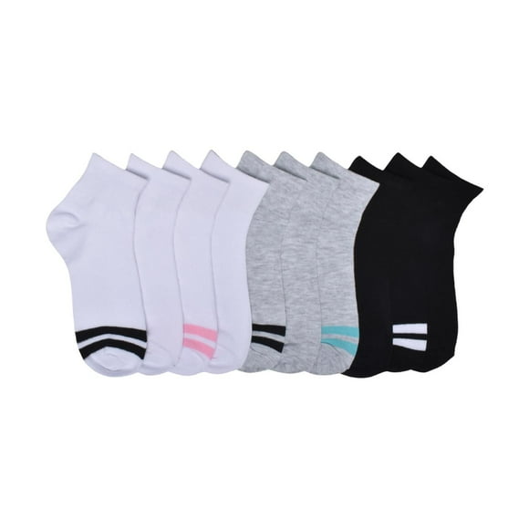 Athletic Works Ladies 10pk Ankle Socks, 10pk Athletic Works varsity ankle socks for women