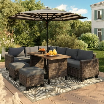 Better Homes & Gardens Brookbury 5-Piece Patio Outdoor Sectional Set, Handwoven wicker