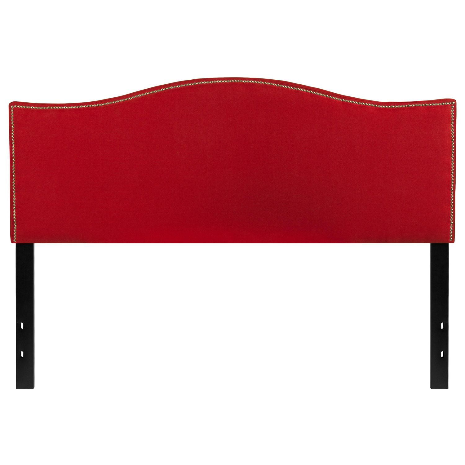 Lexington Upholstered Queen Size Headboard with Accent Nail Trim in Red