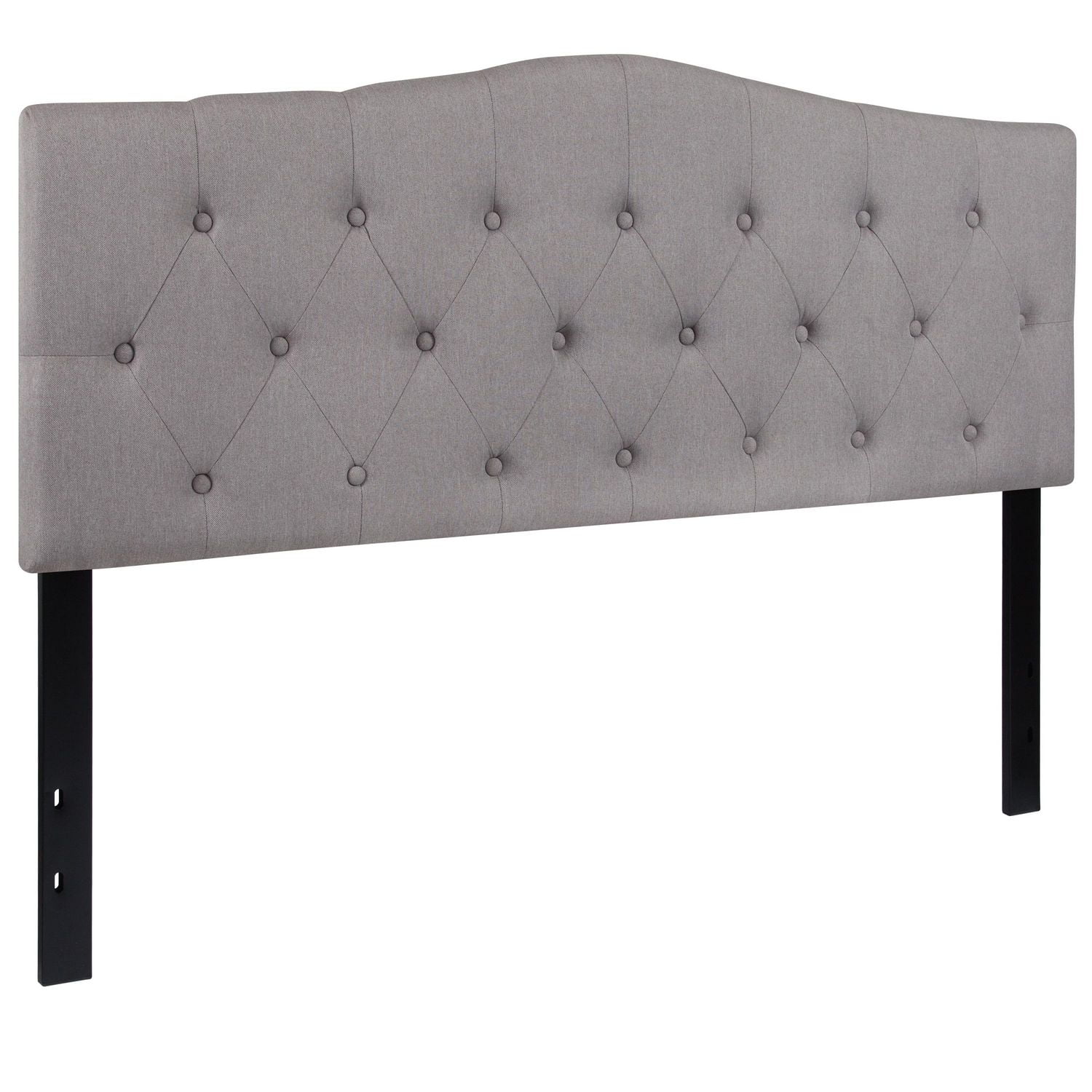 Cambridge Tufted Upholstered Queen Size Headboard in Light Gray Fabric