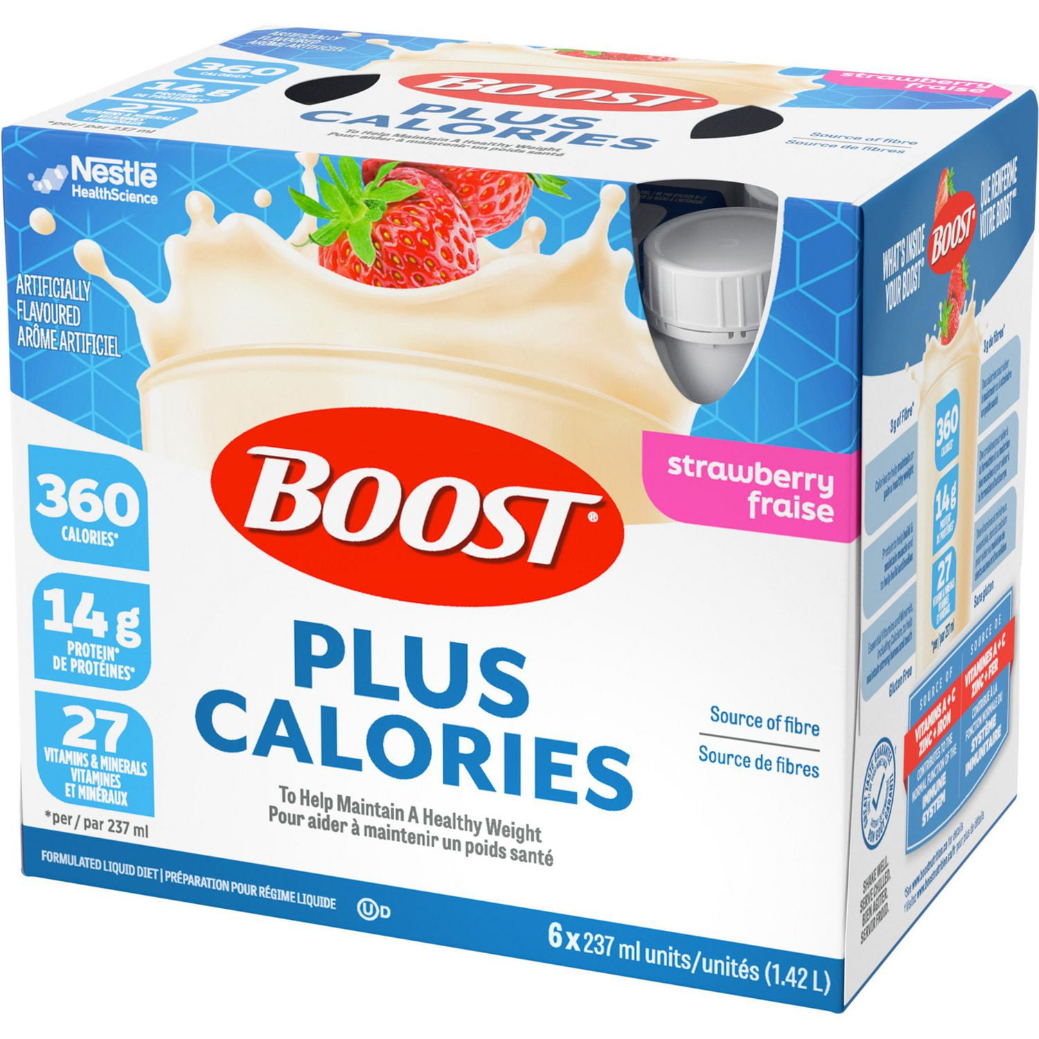 Boisson nutritionnelle complète BOOST PLUS – Fraise, 6 x 237 ml 6x237ML