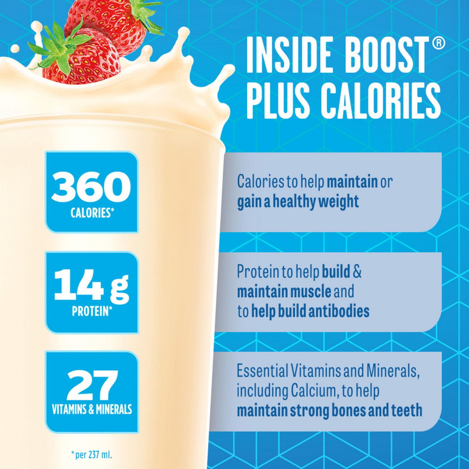 Boisson nutritionnelle complète BOOST PLUS – Fraise, 6 x 237 ml 6x237ML