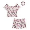 thumbnail image 1 of Btween Girls' Smocked Top, Short, and Scrunchie 3-Piece Set, 1 of 2