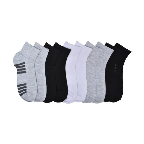 Athletic Works Ladies 10pk Ankle Socks, 10pk Athletic Works varsity ankle socks for women