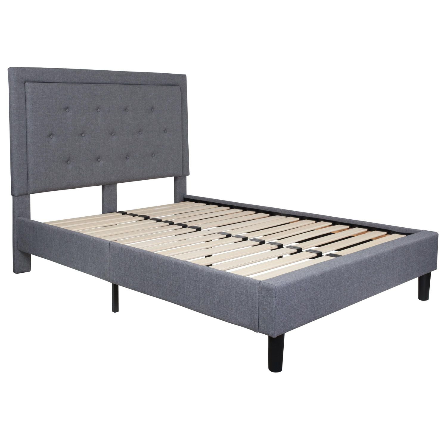 Roxbury Full Size Tufted Upholstered Platform Bed in Light Gray Fabric ...