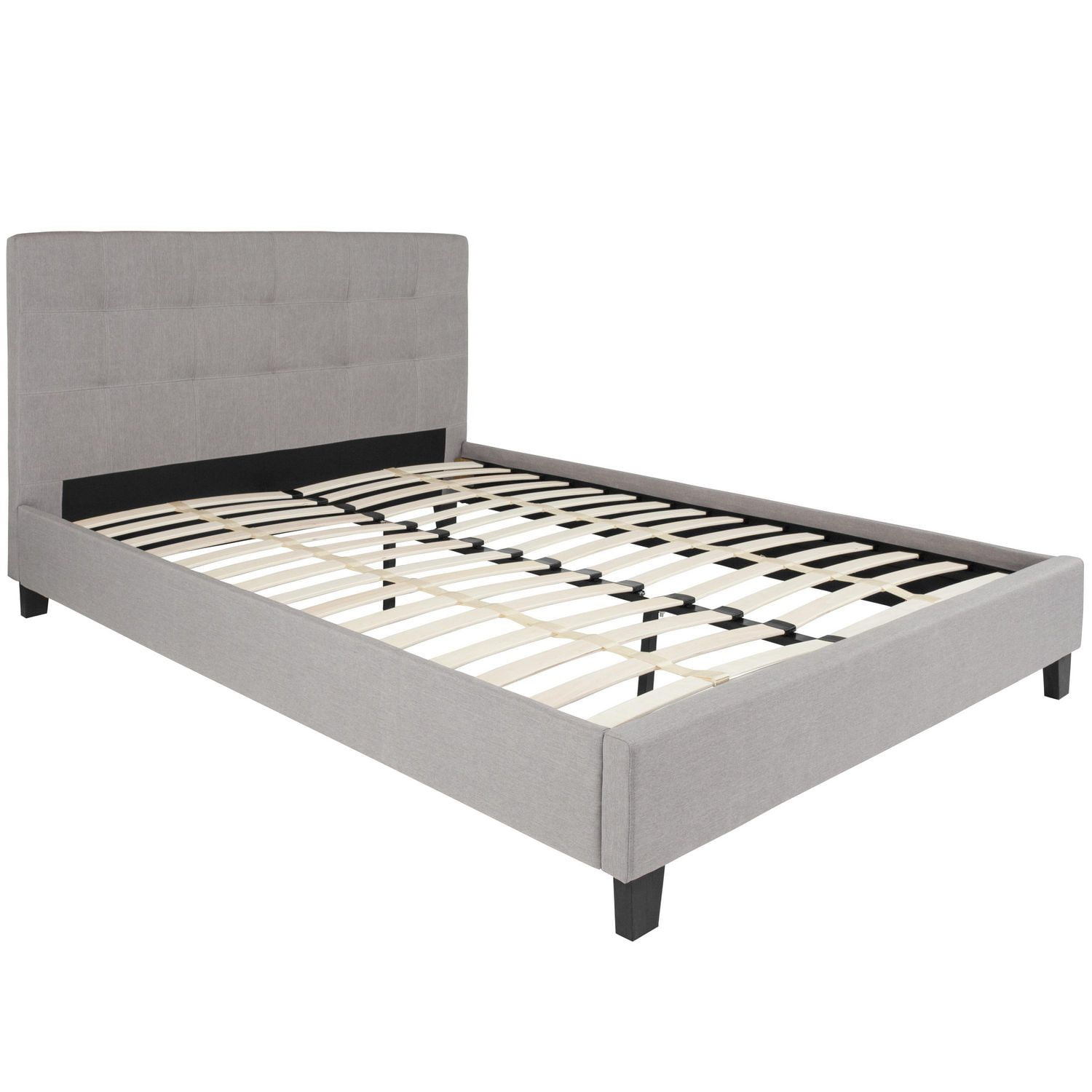 Chelsea Queen Size Upholstered Platform Bed in Light Gray Fabric ...