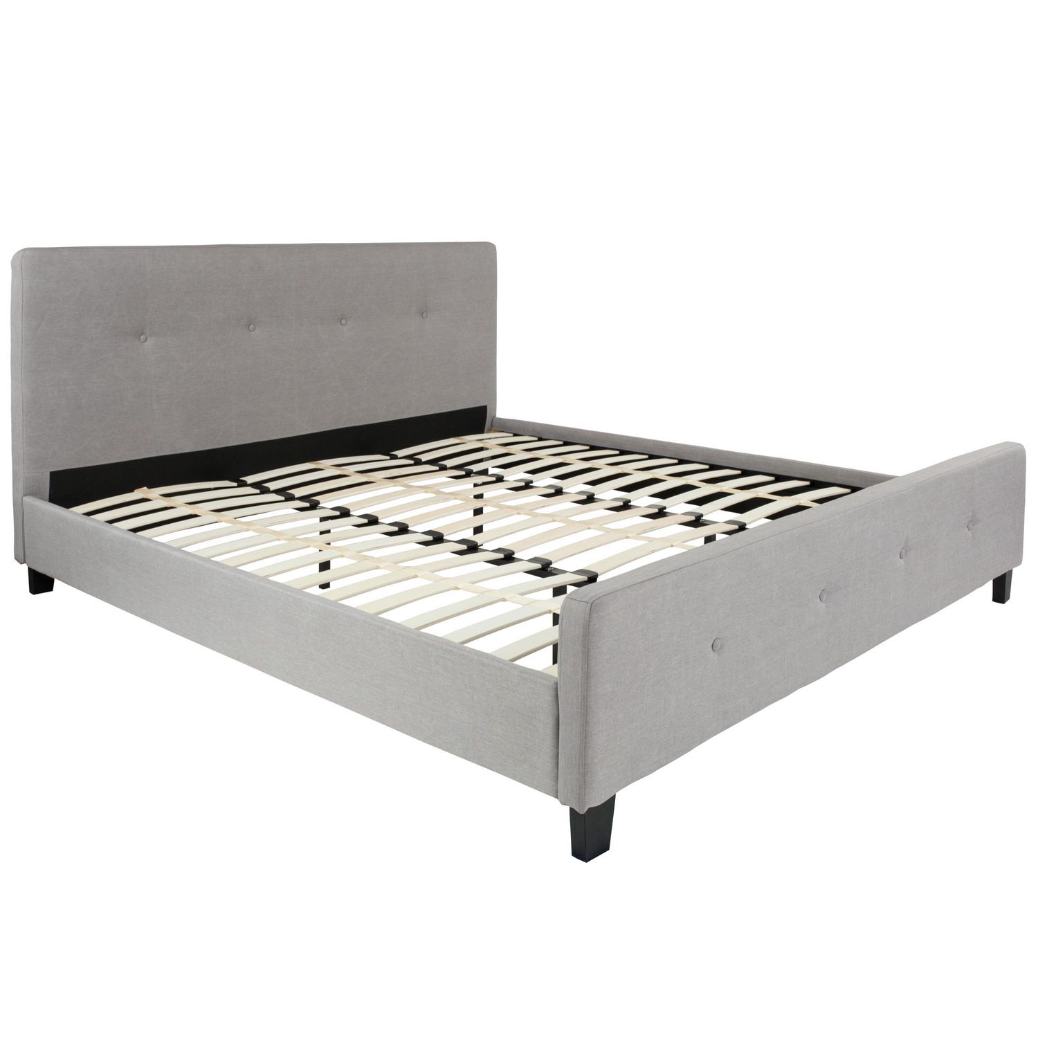 Tufted Upholstered Platform Bed, Tribeca Grey King Bed