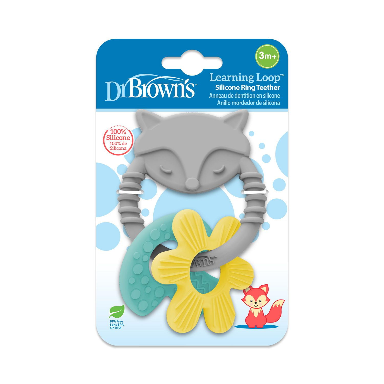 Dr. Brown’s® Learning Loop Silicone Ring Teether, Fox, 3 months+