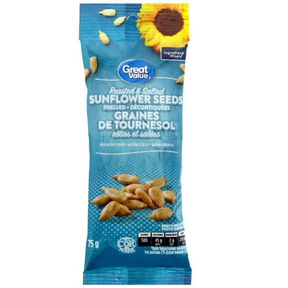 Great Value Roasted and Salted Shelled Sunflower Seeds, 75 g