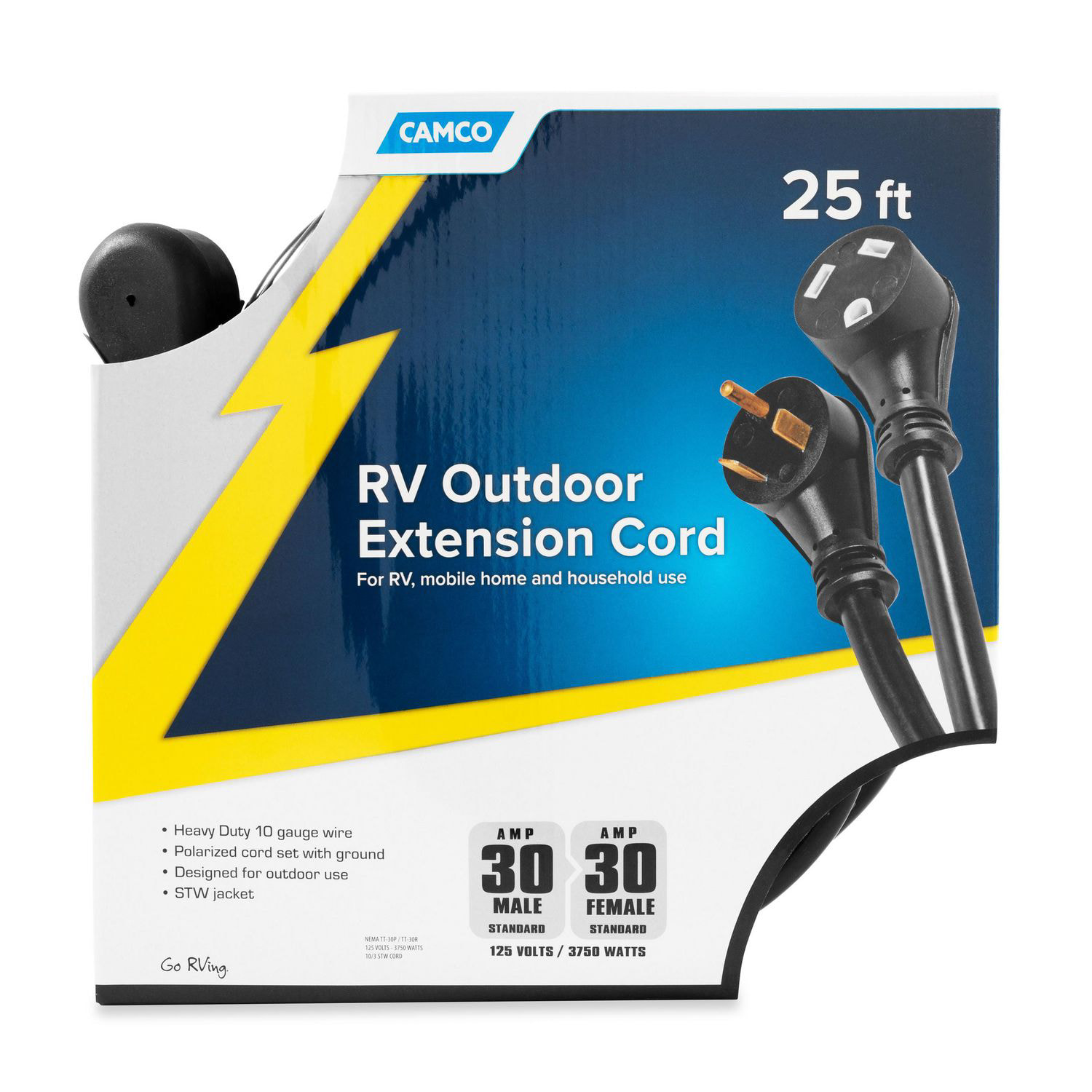 Camco 55193 Rv 25' Extension Cord - 30M/30F, 25 ft 