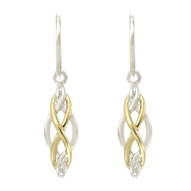 Quintessential Sterling silver Two Tone Silver Gold Plated Love Knot Drop Earring