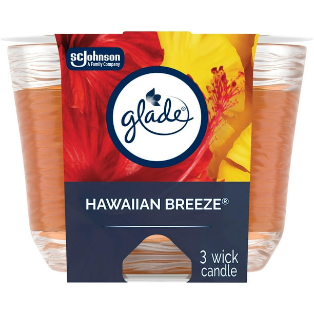 Glade® Scented Candle Air Freshener, Hawaiian Breeze, 3Wick Candle