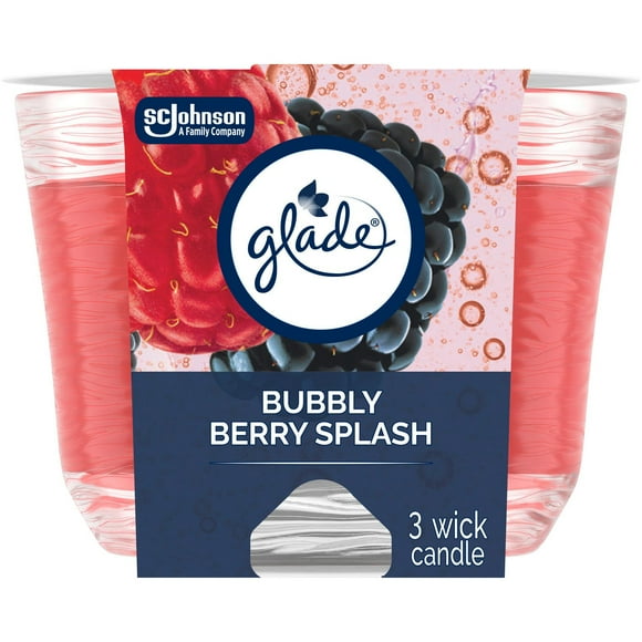 Glade® Scented Candle Air Freshener, Bubbly Berry Splash, 3-Wick Candle