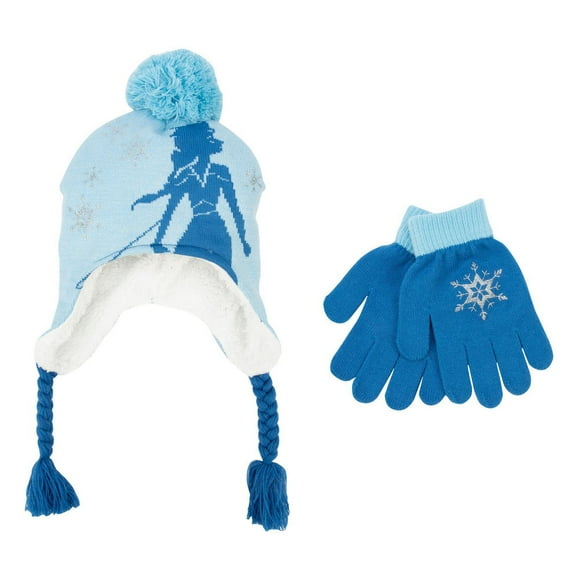 Girl's Frozen 2 Elsa Intarsia Peruvian Hat and Glove Set