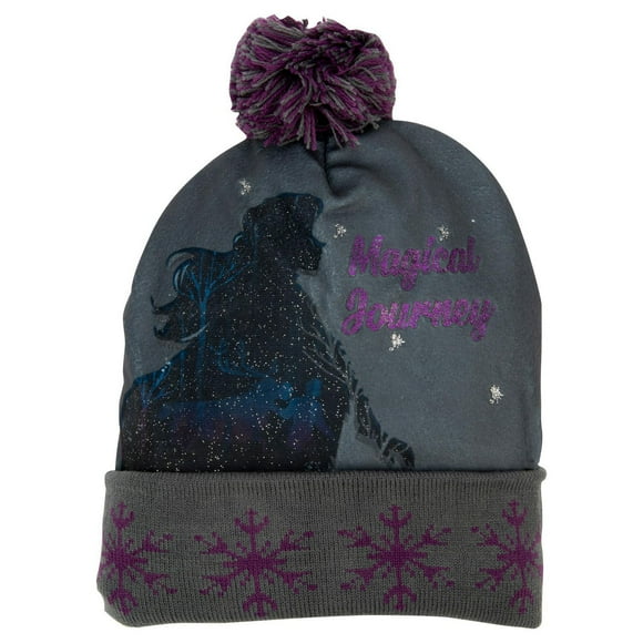 Girl's Frozen 2 Magical Journey Cuff Beanie with Pom Pom