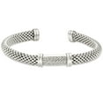 thumbnail image 1 of Quintessential Sterling Silver Cuff With CZ Top Bangle, 1 of 4