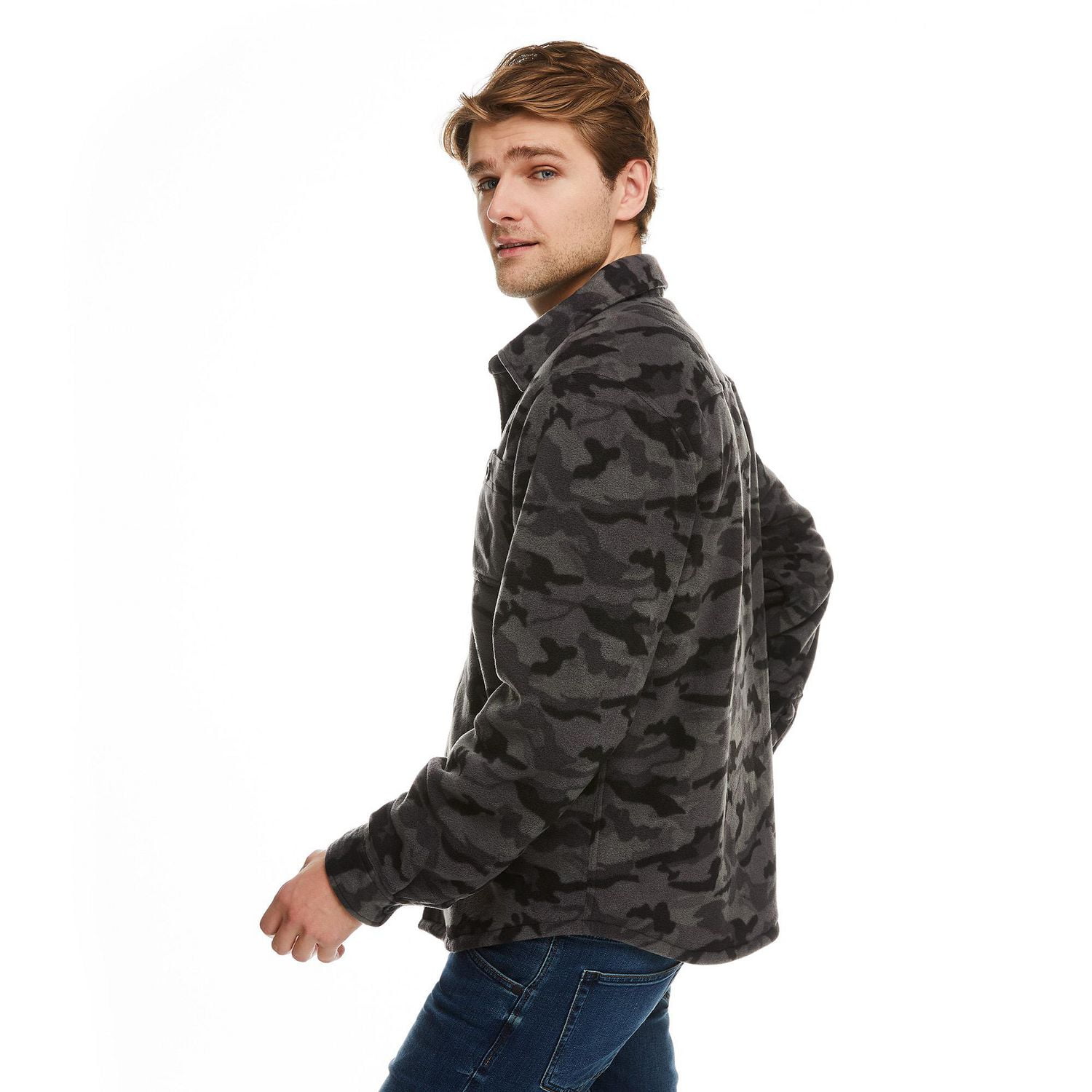 George Men's Sherpa-Bonded Fleece Shirt Jacket