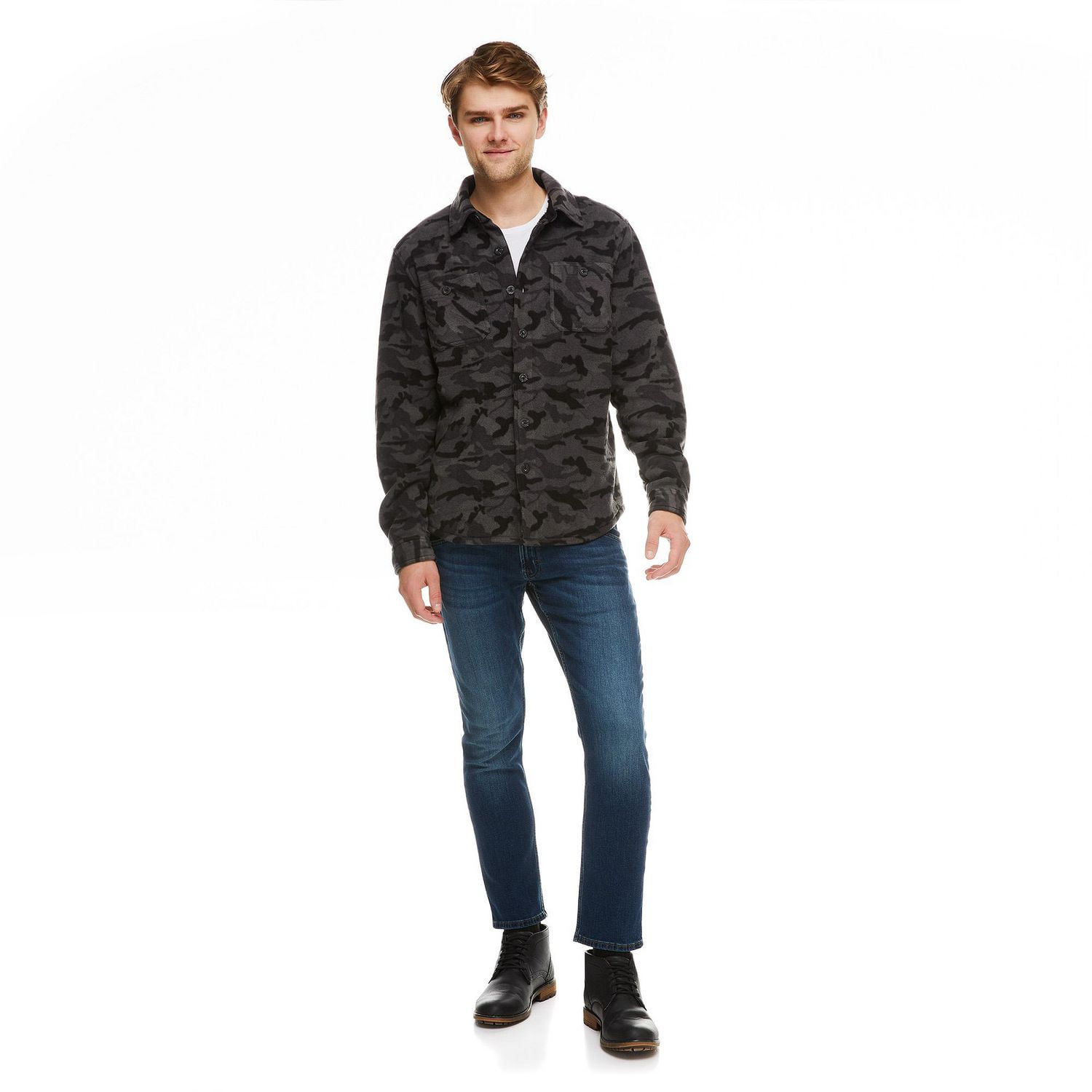George Men's Sherpa-Bonded Fleece Shirt Jacket