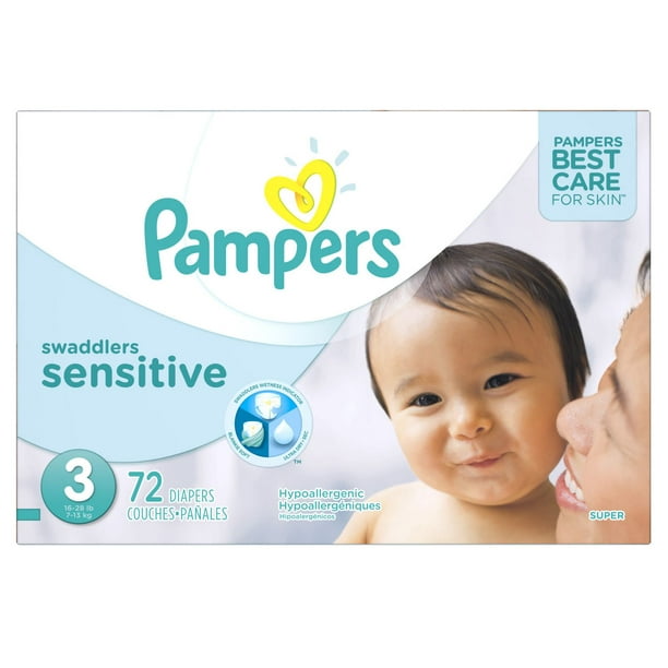 Couches Pampers Swaddlers Overnight, format Super tailles 3-6, 66-42 couches