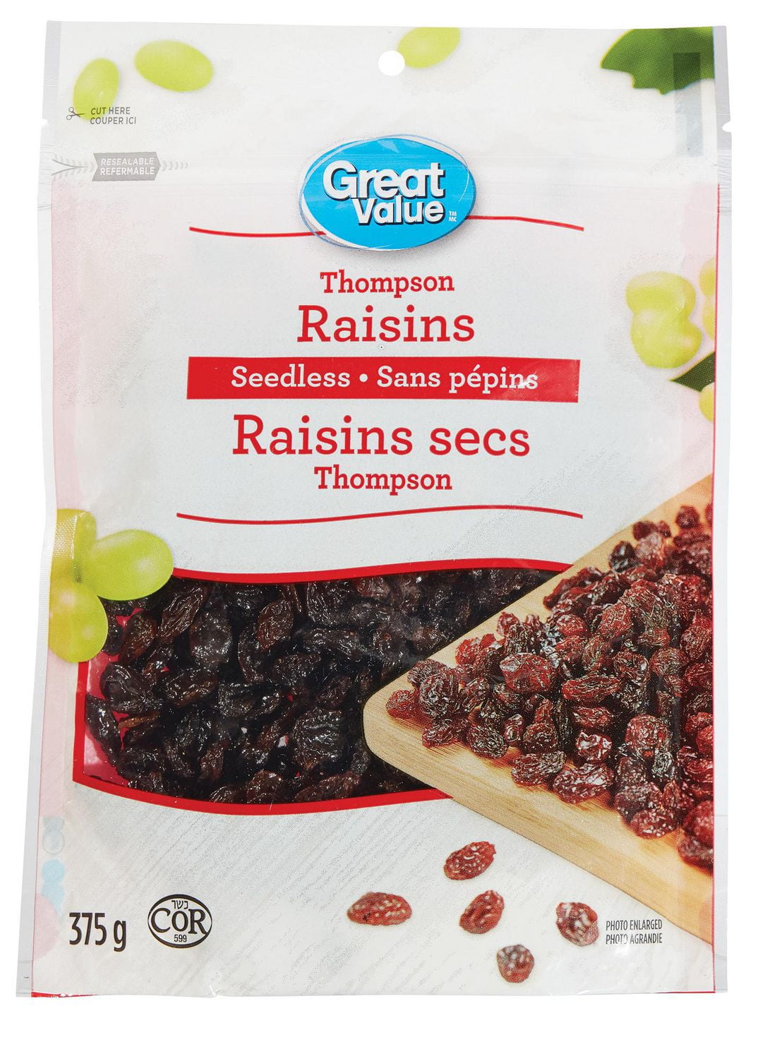 Raisins secs Thompson sans pépins de Great Value Walmart Canada