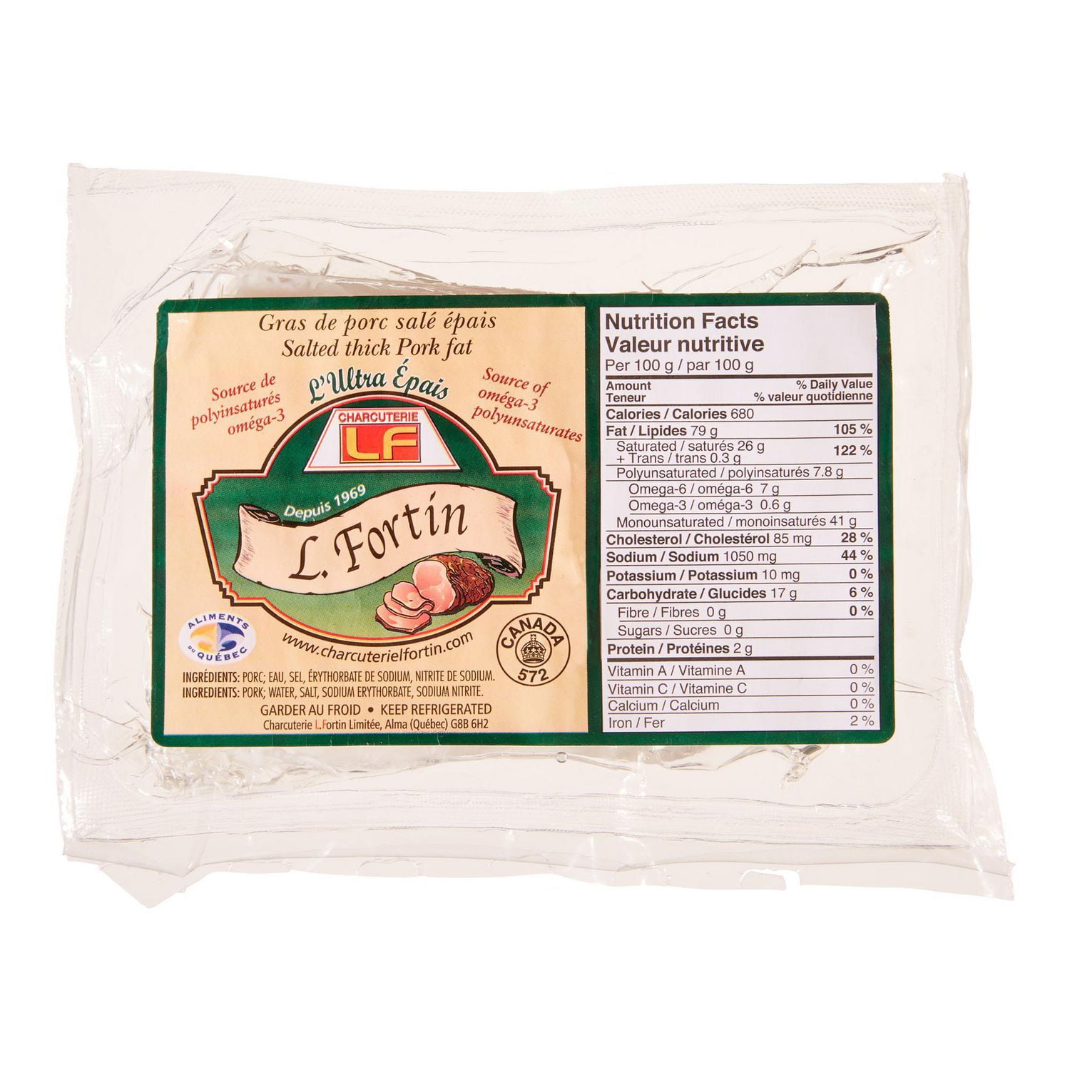 L. Fortin Fresh Pork Salted Fat without Rind
