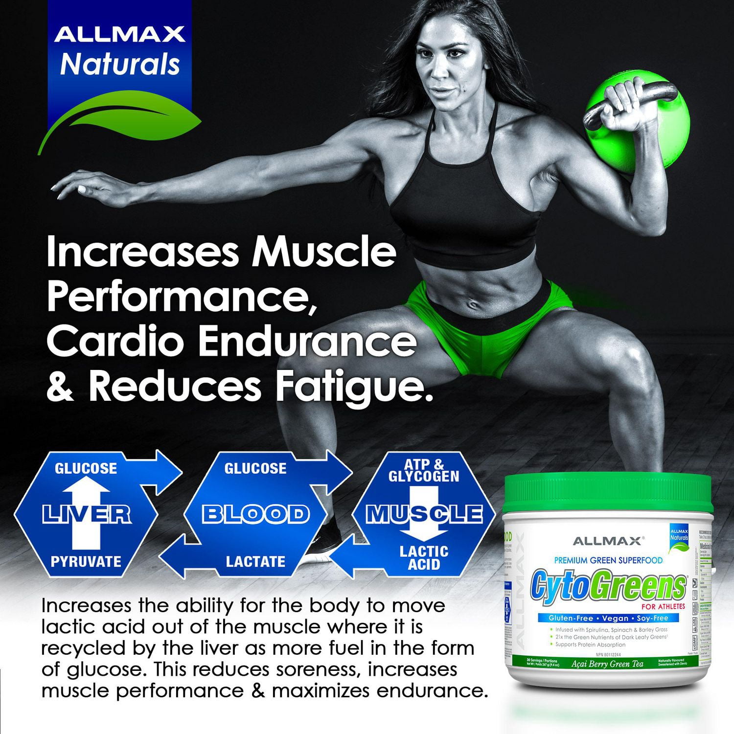 ALLMAX CYTOGREENS Acai Berry Greens Super Supplement Powder
