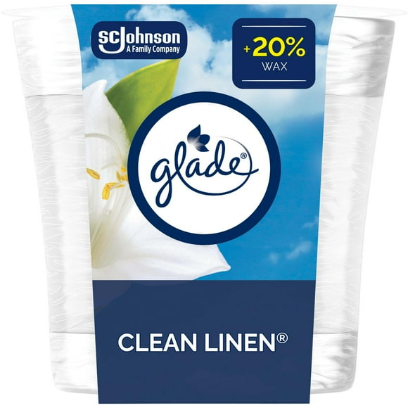 Glade® Scented Candle Air Freshener, Clean Linen, 1-Wick Candle