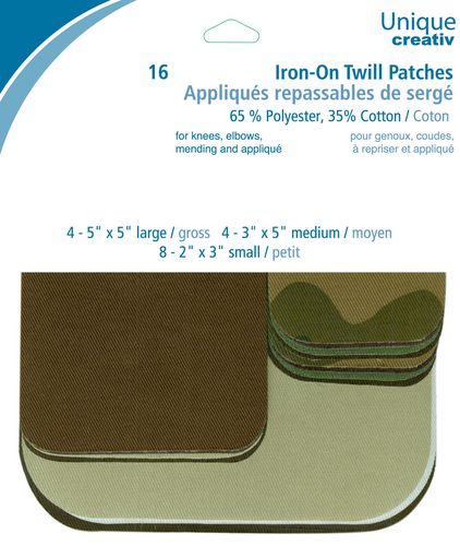 Patchs thermocollants en tissu Appliques en tissu pour fer à repasser  rectangulaires découpables. 12 unités.