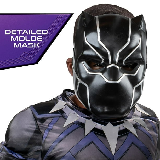 Costume Marvel Black Panther Enfant – Combinaison en Jersey Rembourré avec  Polyfill et Masque 