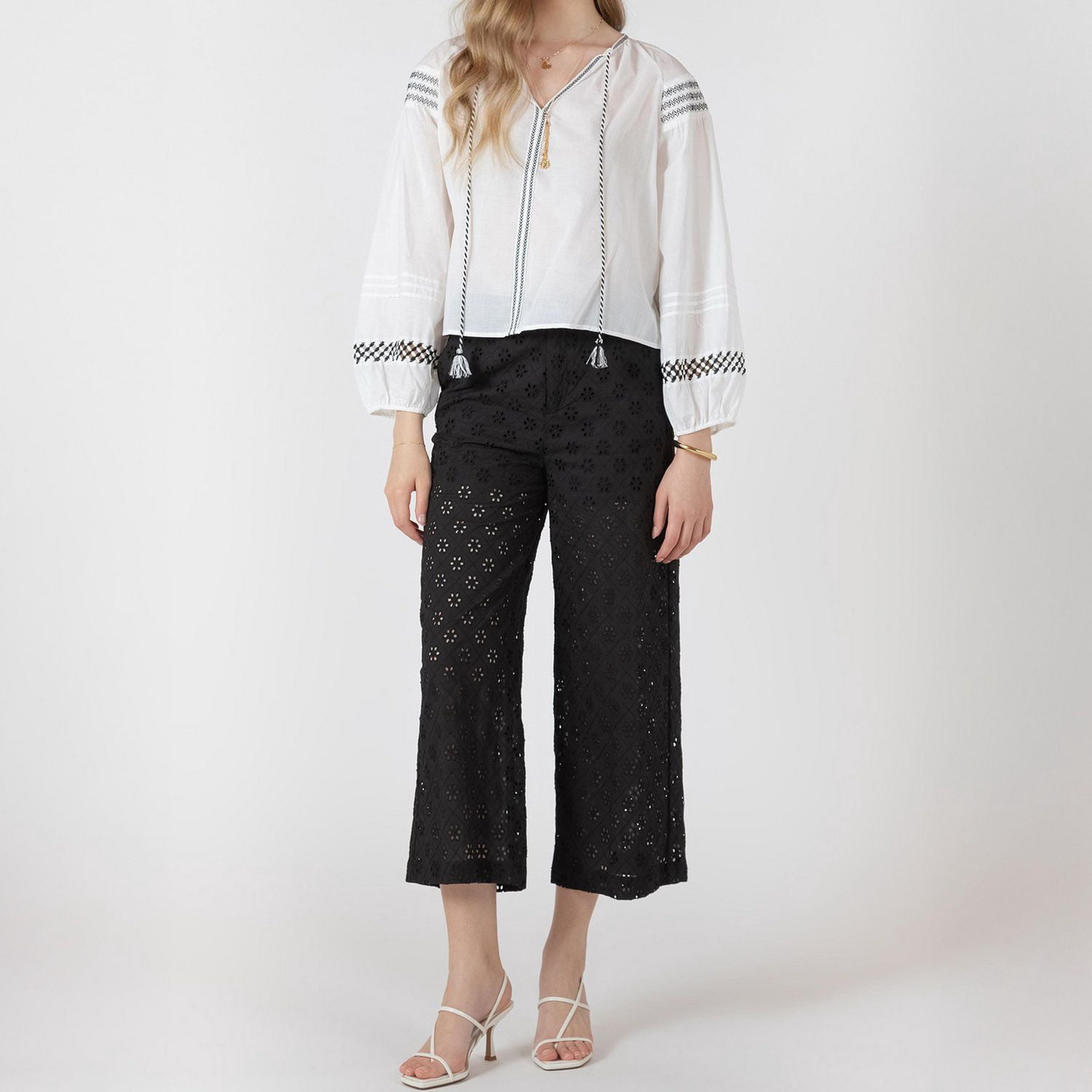 Devoted, Embroidered Detail Blouse, Sizes XS-XL