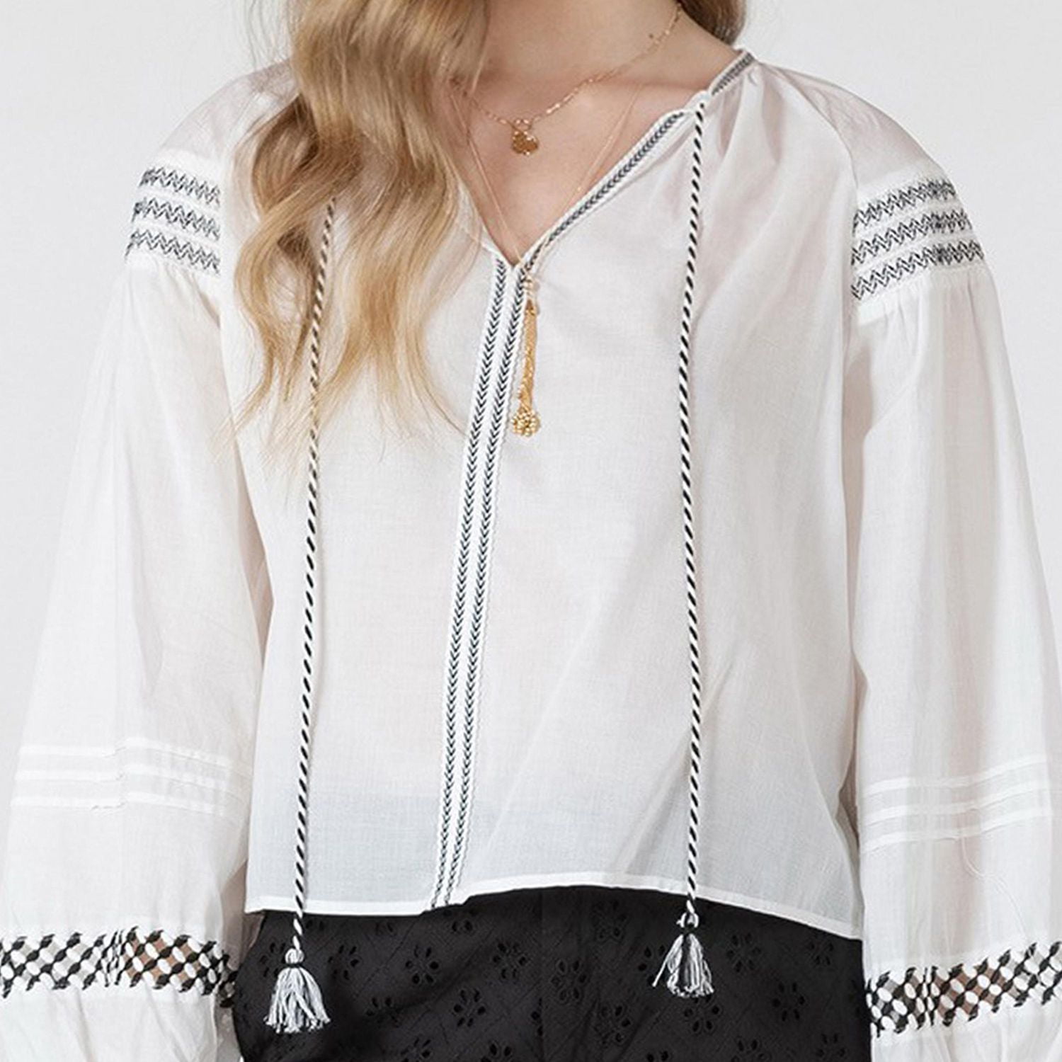 Devoted, Embroidered Detail Blouse, Sizes XS-XL