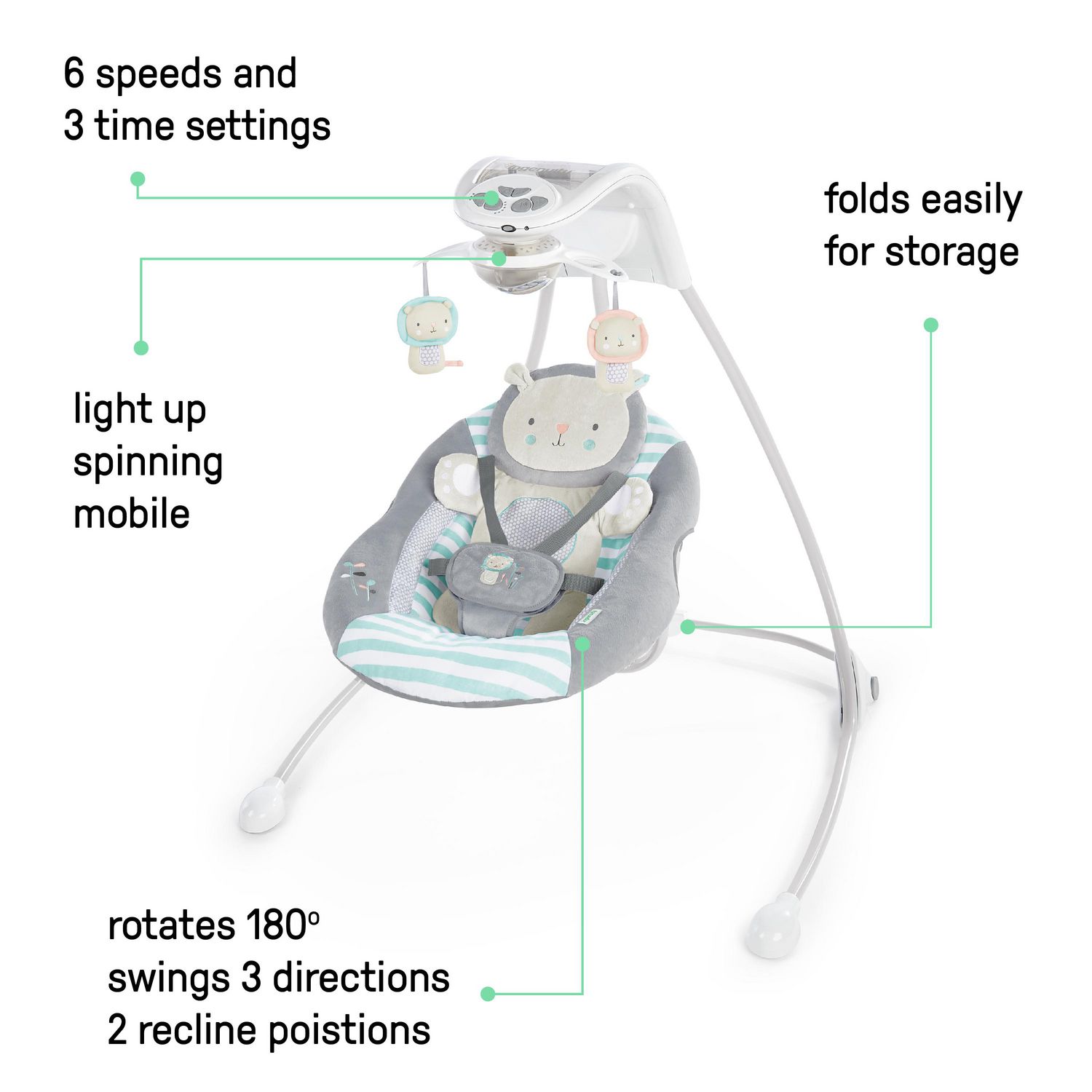 Ingenuity InLighten Soothing Swing - Landry the Lion - Walmart.ca