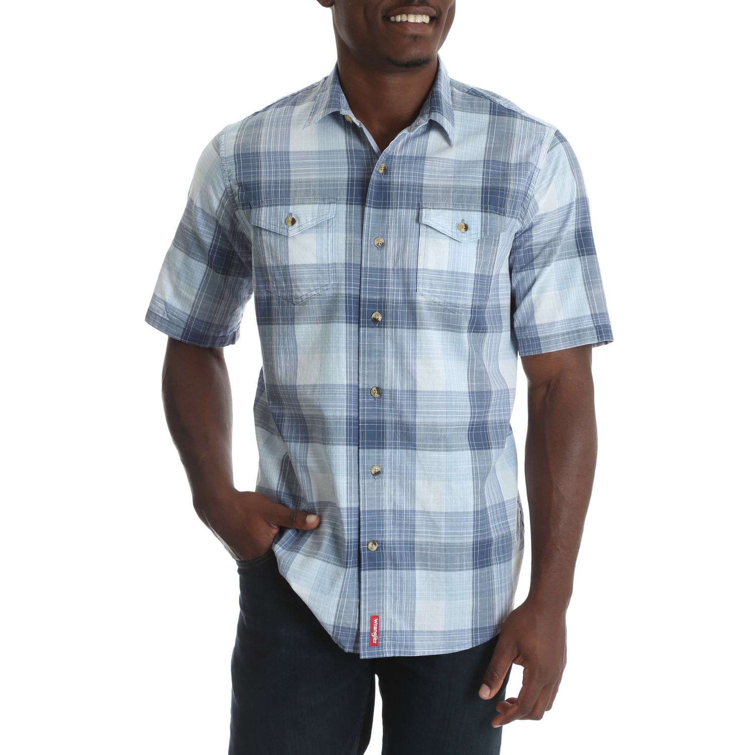Wrangler Men's Premium short Sleeve Woven Plaid Shirt | Walmart Canada