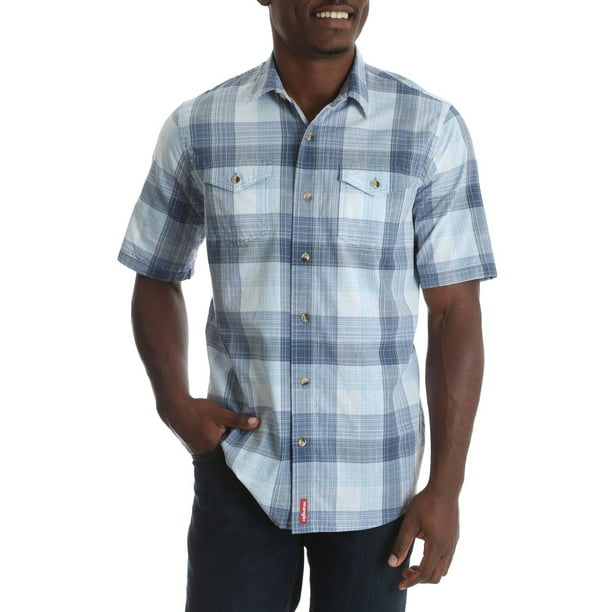 Chemise tissée à carreaux à manches courtes de première qualité Wrangler pour hommes