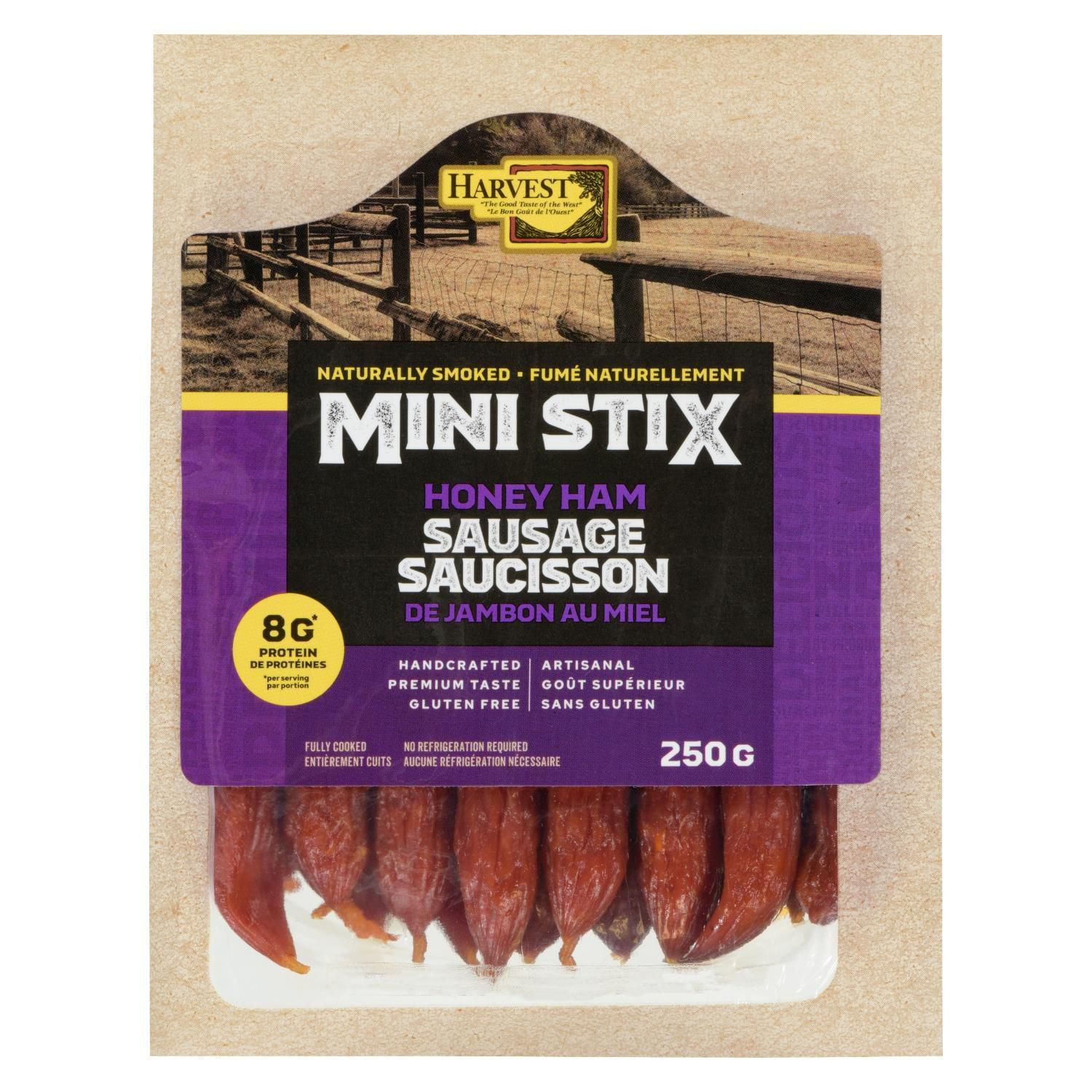 HARVEST MINI STIX HONEY HAM SAUSAGE, 250 g / 16 sausages (approx.)