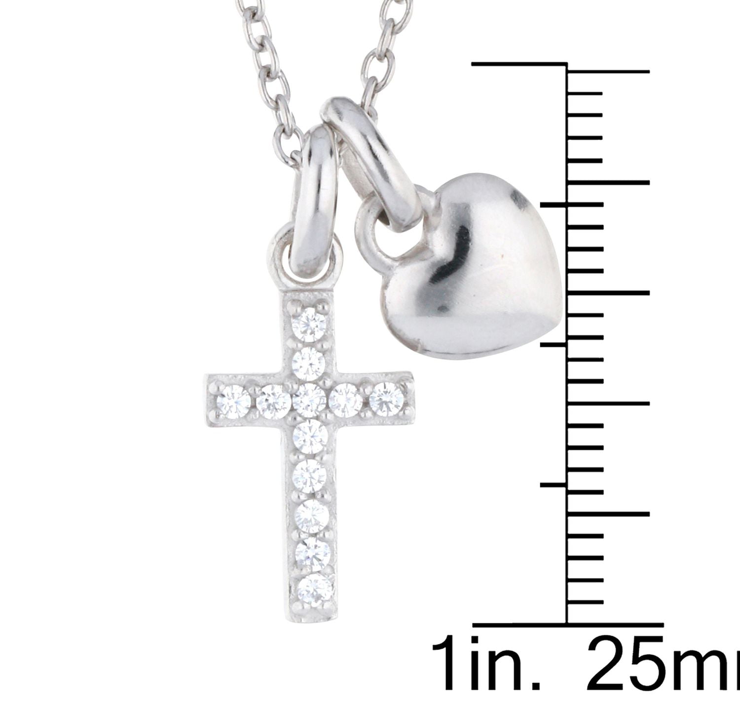 Quintessential Sterling Silver Cross & Heart Charm & Faith