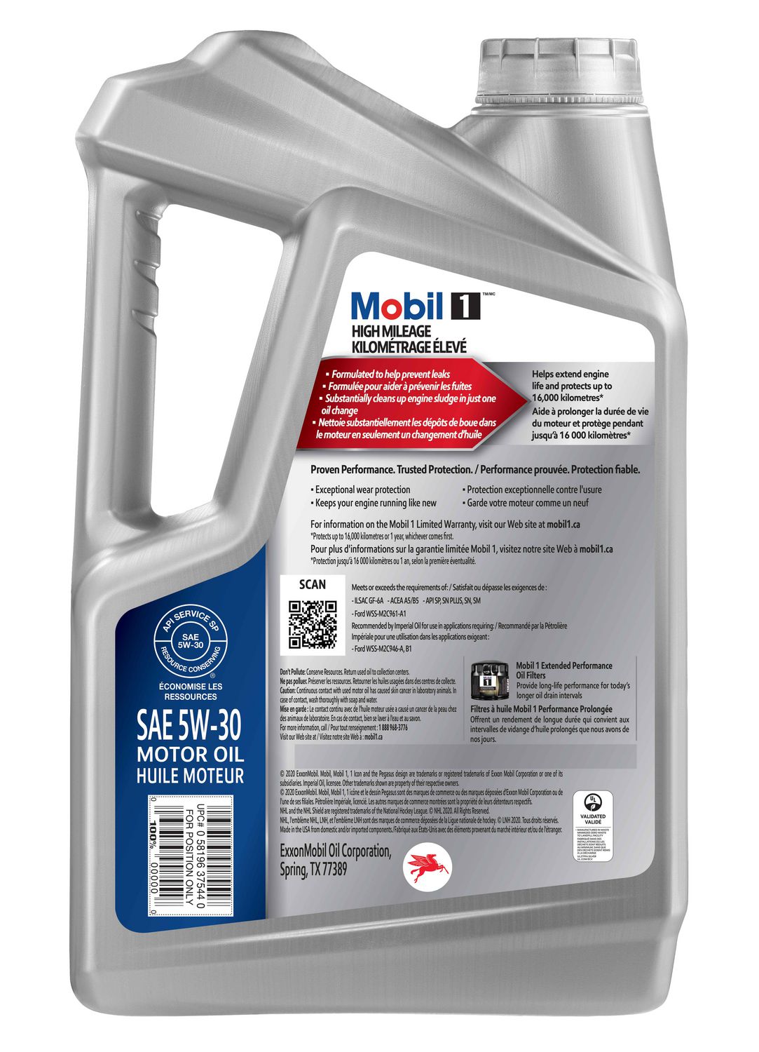 Mobil 1™ High Mileage Full Synthetic Engine Oil 5W-30, 4.73 L 