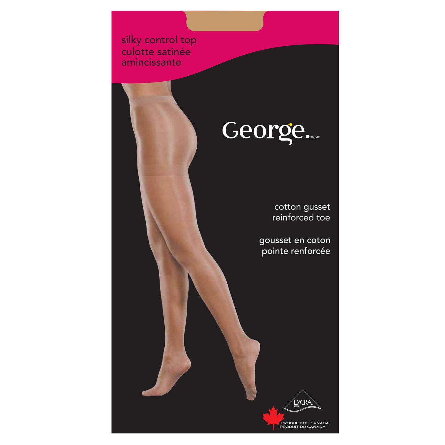 George Women's' Silky Control Top Pantyhose, Sizes A-D