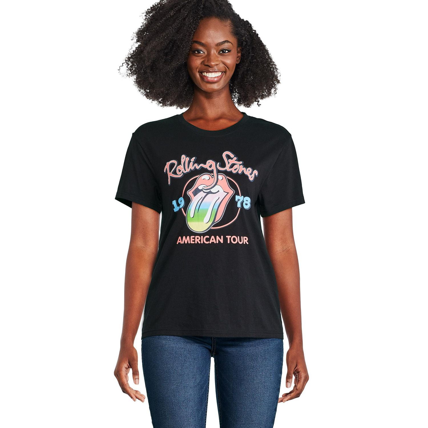 T-shirt coupe garçonne The Rolling Stones pour femmes Tailles TP–TG