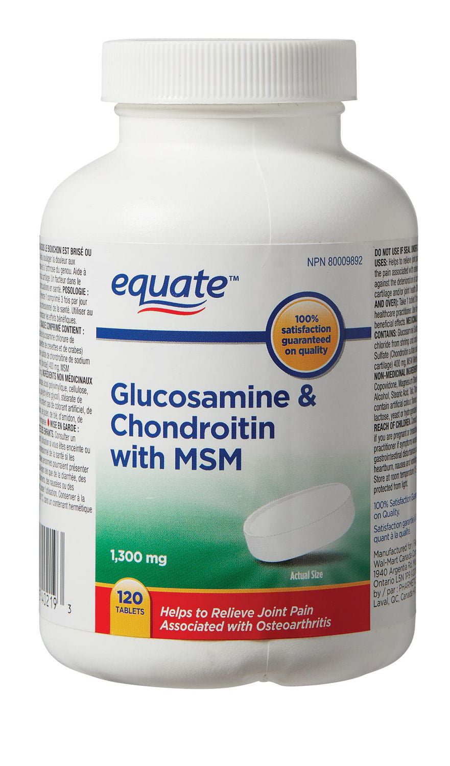Equate Glucosamine & Chondroitin with Msm 1,300 mg Walmart Canada