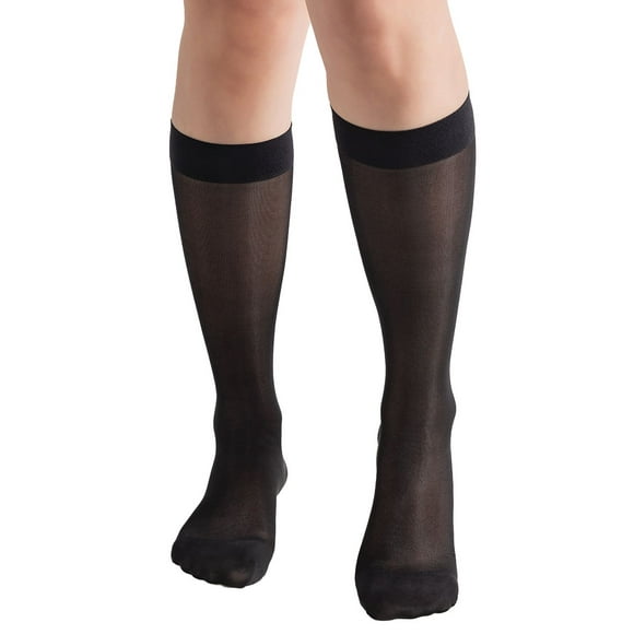 BIOS Living Bas Diaphanes de Compression, Aux Genoux, Noir, Taille Moyennes, Compression Modérée (15-20mmHg)