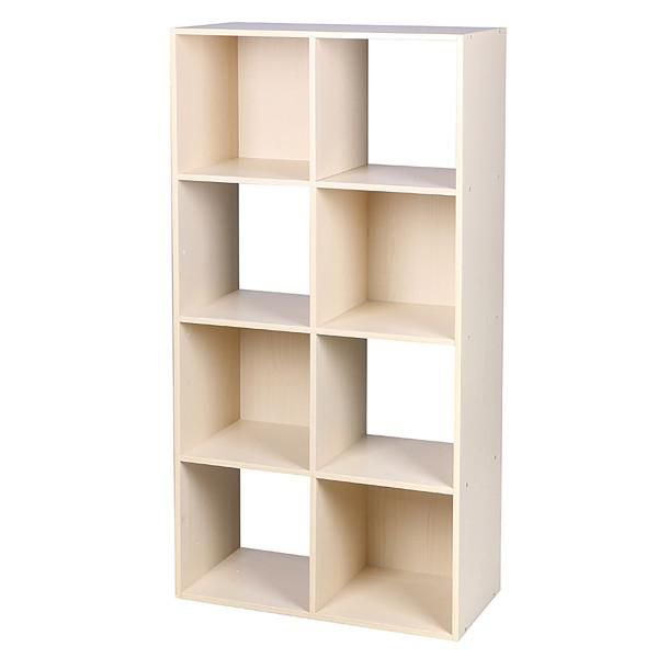 Meuble de rangement et organisateur de stockage à 8 cubes chêne