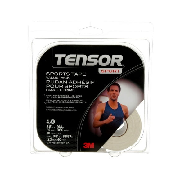 Ruban pour sports 201967 Tensor(MC), blanc, 1,5 x 360 po, 4/paquet, paquet-prime