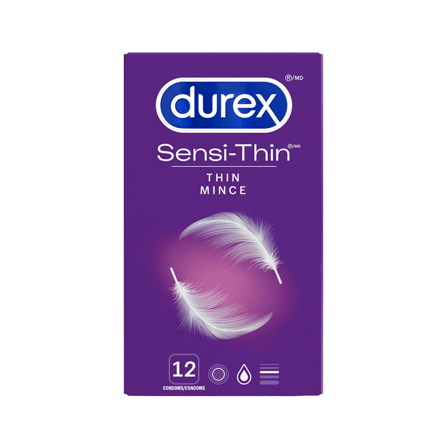 Durex® Sensi-Thin® Extra Lubricated Latex Condoms, 56mm, 12 Count