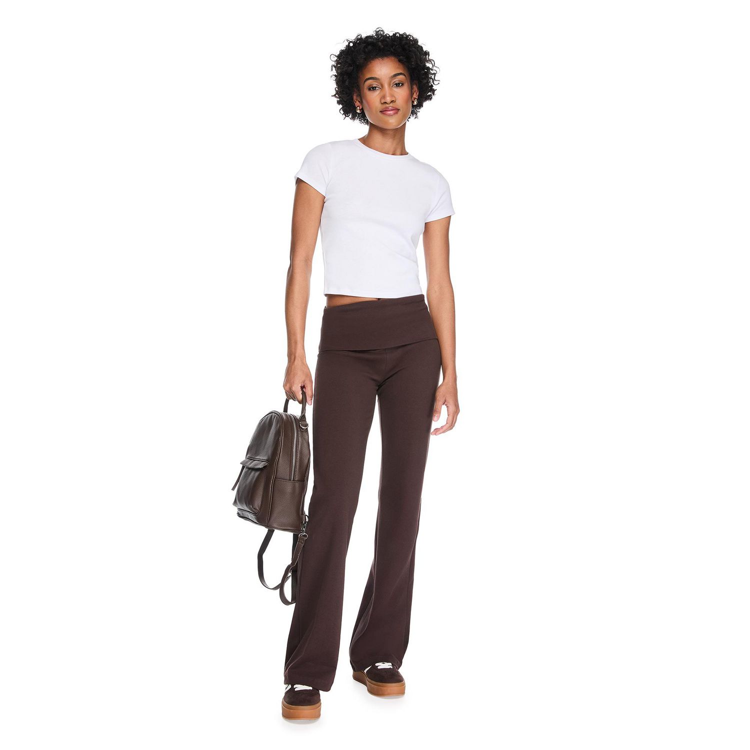 Pantalon évasé à ceinture montée repliable No Boundaries pour femmes