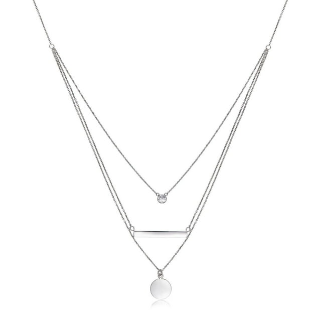 Collier Barre/Disque en argent sterling à chaînes multiples